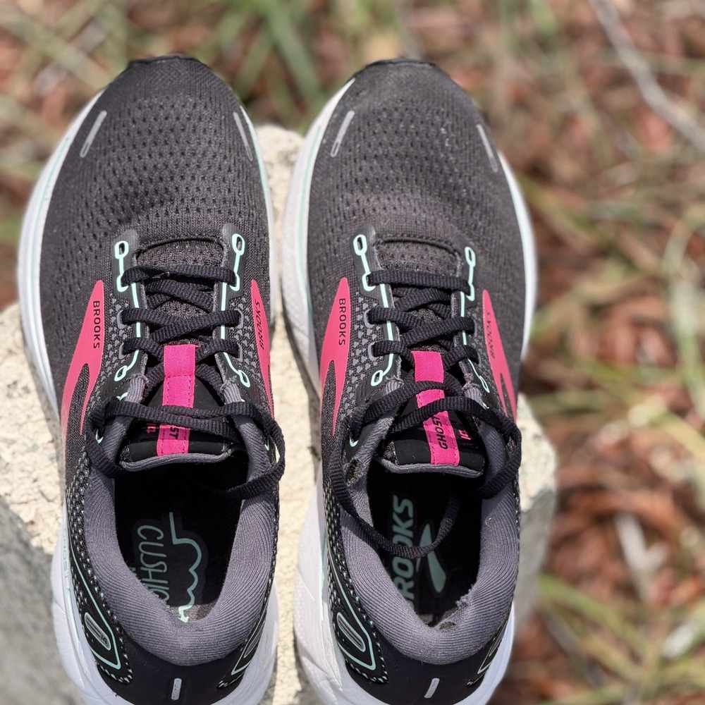 Brooks Ghost 14 Running Shoes Womens Size 9.5 Black Pink Sneakers - Picture 6 of 11